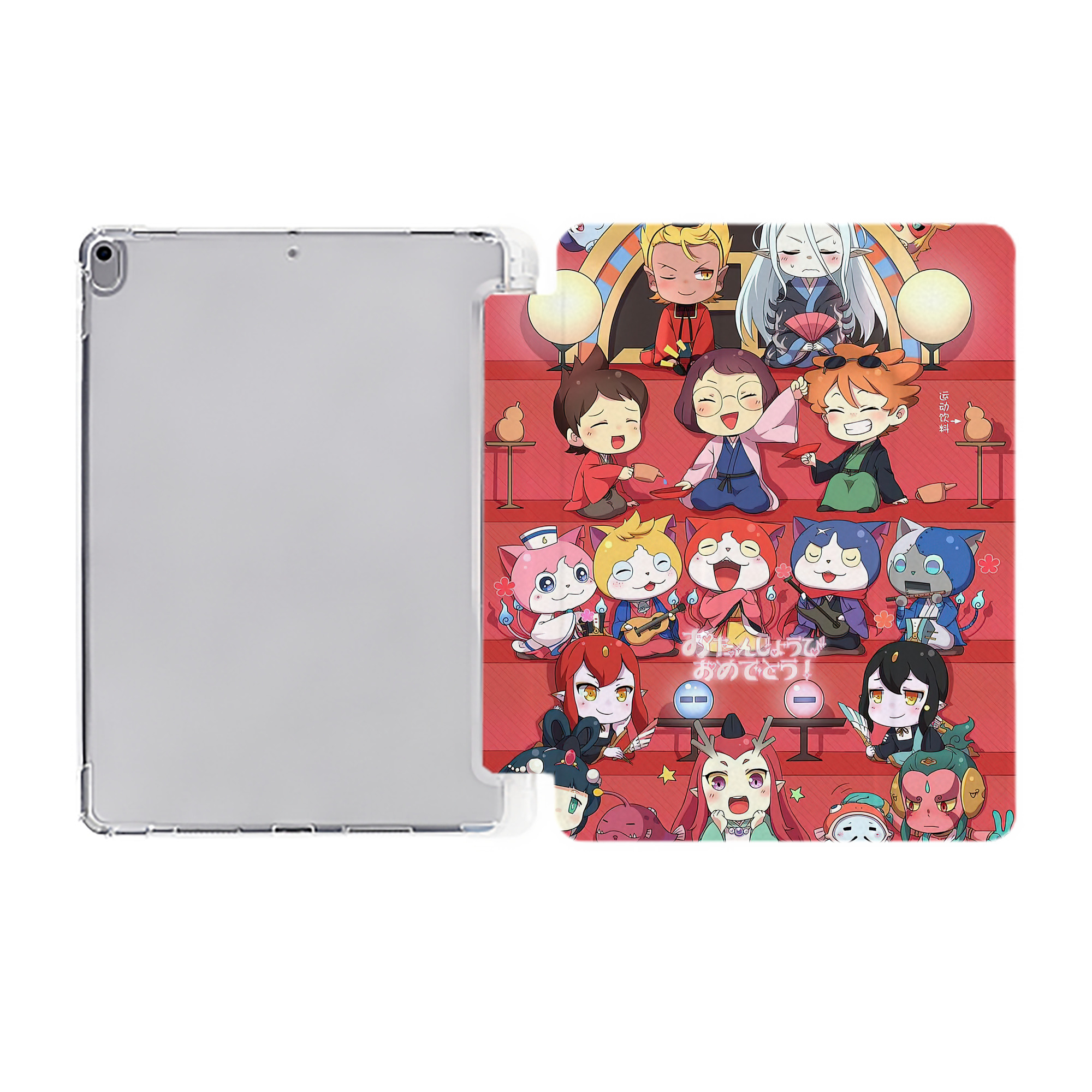 （画像用） 妖怪ウォッチ Yo-kai Watch IPad ケース ペン収納付き 三つ折りスタンド PUレザー×シリコン 対応機種9.5/10.5/10.9インチ